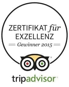 Zertifikat für Exzellenz Gewinner 2015 tripadvisor